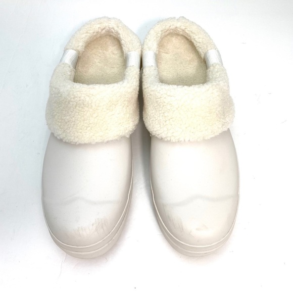 HUNTER White Play Vegan Shearling Insulated Clogs Slides In Cream Size 9 - Picture 4 of 13
